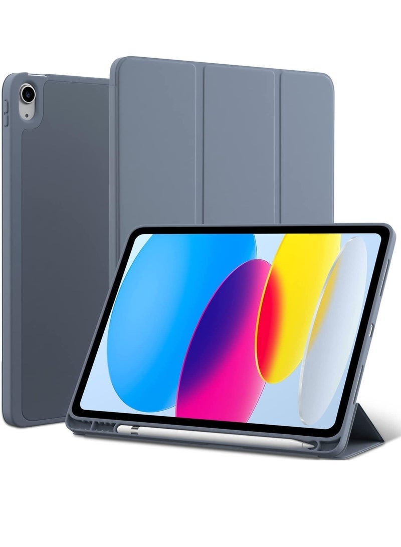 SmartGrist Smart Auto Wake/Sleep Cover with Built-in Pencil Holder Trifold Case for Apple iPad 10th Generation (Model A2696 A2757) - Lavender - Image 1