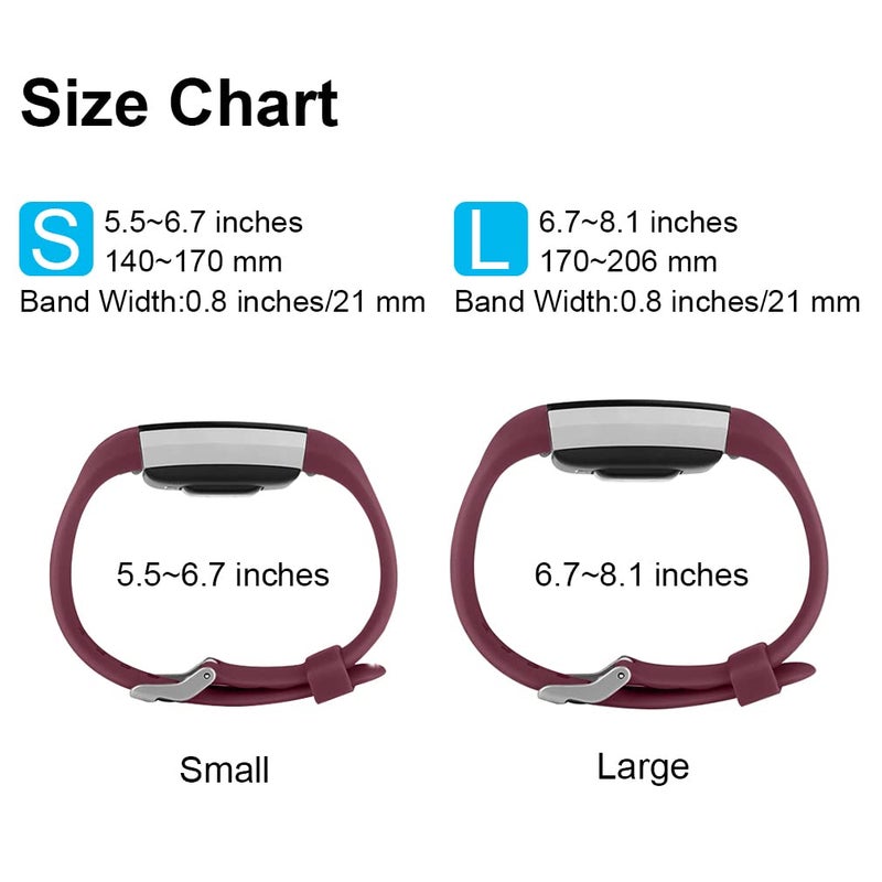 Mugust 3 Pack Sport Bands Compatible with Fitbit Charge 2 Bands Women Men, Adjustable Replacement Strap Wristbands for Fitbit Charge 2 HR Small Large (Small, Wine Red/Navy Blue/Gray) - Image 2