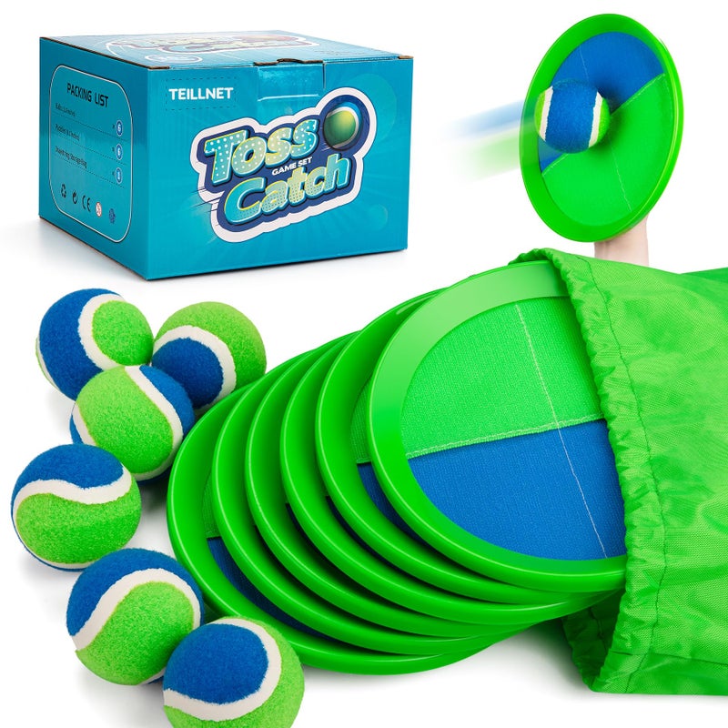 TEILLNET Toss and Catch Ball Set Upgraded Beach Toys Outdoor Games Baseball Games Sturdy WaterResistant Great for Pool Yard Classic Gift for Toddlers Kids Boys Girls 3 4 5 6 7 8 9 10 11 12 Years Old - Image 2