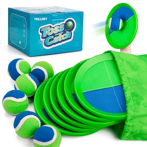 TEILLNET Toss and Catch Ball Set Upgraded Beach Toys Outdoor Games Baseball Games Sturdy WaterResistant Great for Pool Yard Classic Gift for Toddlers Kids Boys Girls 3 4 5 6 7 8 9 10 11 12 Years Old - Image 1