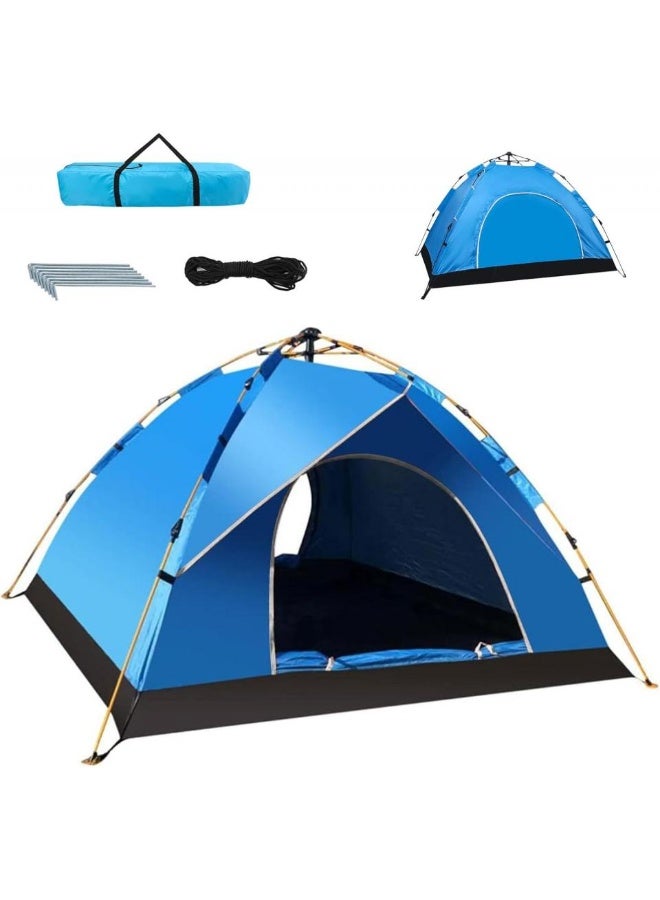 AIWANTO Instant Pop-Up Camping Tent – 3–4 Person Waterproof Dome Tent, Windproof Lightweight Portable Shelter for Outdoor Camping, Hiking, Beach & Picnic (Blue) - Image 1