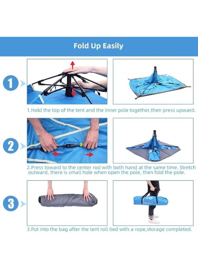 AIWANTO Instant Pop-Up Camping Tent – 3–4 Person Waterproof Dome Tent, Windproof Lightweight Portable Shelter for Outdoor Camping, Hiking, Beach & Picnic (Blue) - Image 5
