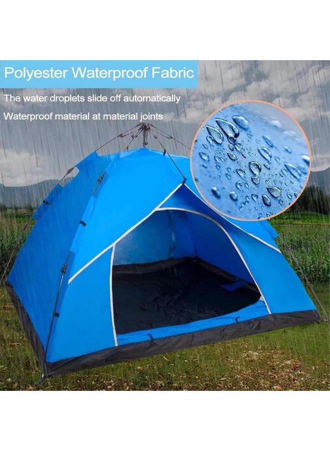 AIWANTO Instant Pop-Up Camping Tent – 3–4 Person Waterproof Dome Tent, Windproof Lightweight Portable Shelter for Outdoor Camping, Hiking, Beach & Picnic (Blue) - Image 2
