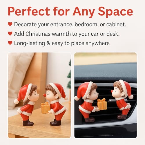 VAYINATO® Kissing Christmas Couple Miniature Figurine – Cute Resin Santa Boy & Girl Tabletop Decor | Romantic Holiday Ornament for Car, Home, DIY Crafts & Gifts - Image 5