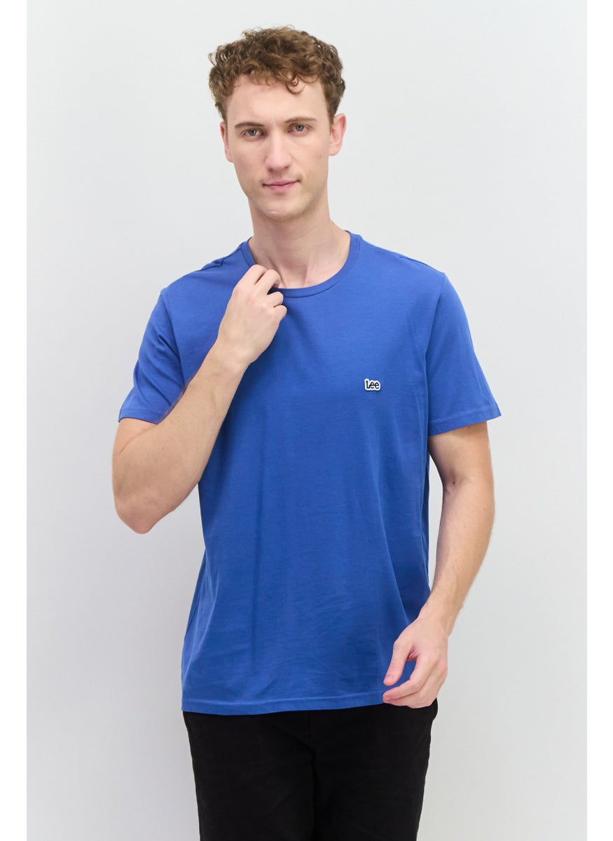 Men Regular Fit Crew Neck Short Sleeves Embroidered Logo T-Shirt, Blue - pzsku/ZC3192DA18C792FA5615EZ/45/_/1737642590/f8b86833-9b5d-4084-bcff-ab7dab23c6d7