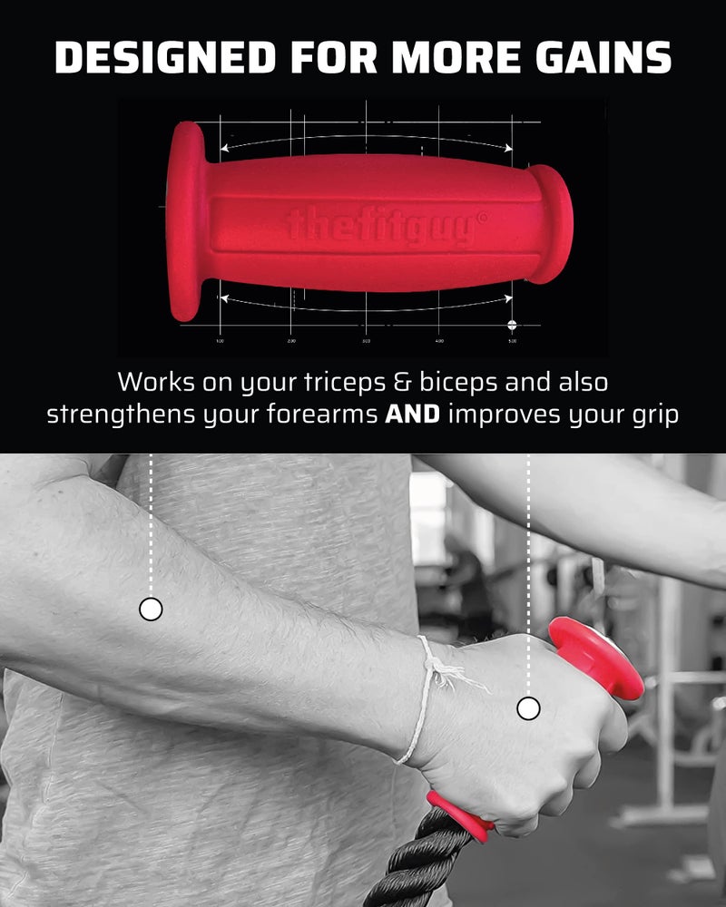 THEFITGUY Ergonomic Grip Single Tricep Rope Cable Attachment, 16.5â€ Length, Comfort Nonslip, Reducing Wrist Pressure & Rubs, Easy to Clean, Gym Pull Machine Accessory for Cable Machines and Smart Gyms - Image 5