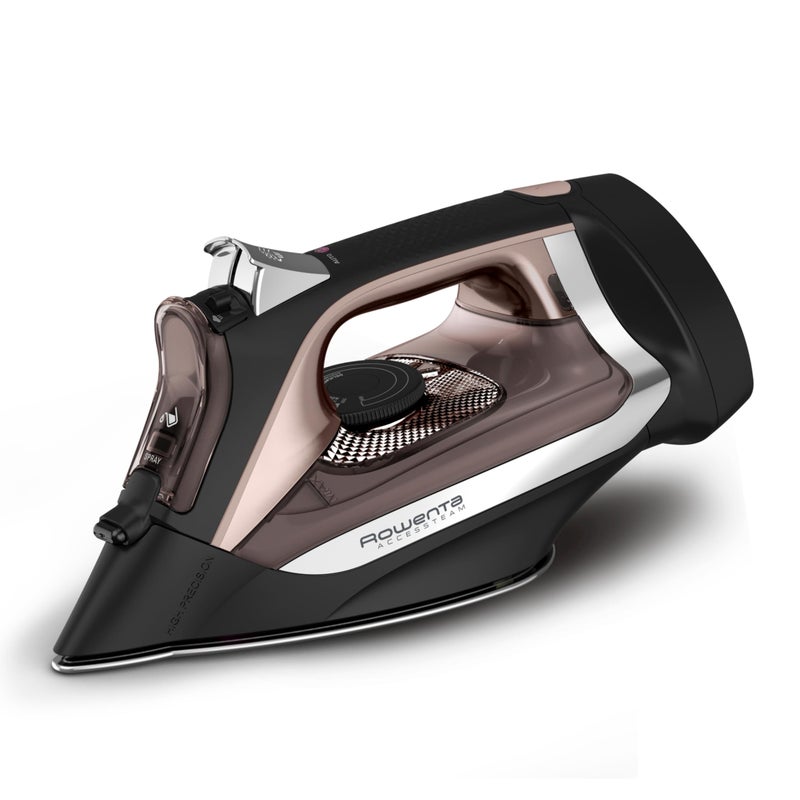 Rowenta Iron Steamer for Clothes, Stainless Steel Soleplate, Iron with Retractable Cord, Black, DW2459 - Image 1