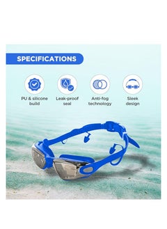 ENDLESS  EL1005 Stylish Swimming Goggle with Anti-Fog and UV Protection | Material : Silicon, PU | Attached Ear Buds and Adjustable Strap | Soft Silicone Gasket for Leak Proof | With Hard Case  - Image 2