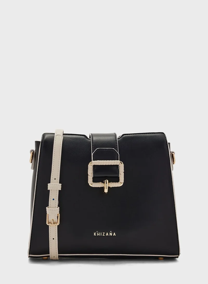 Khizana Mixed Strap And Buckle Crossbody Bag
