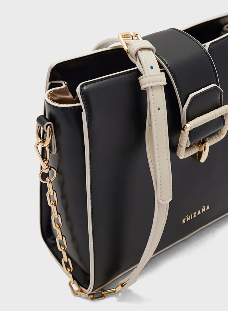 Khizana Mixed Strap And Buckle Crossbody Bag