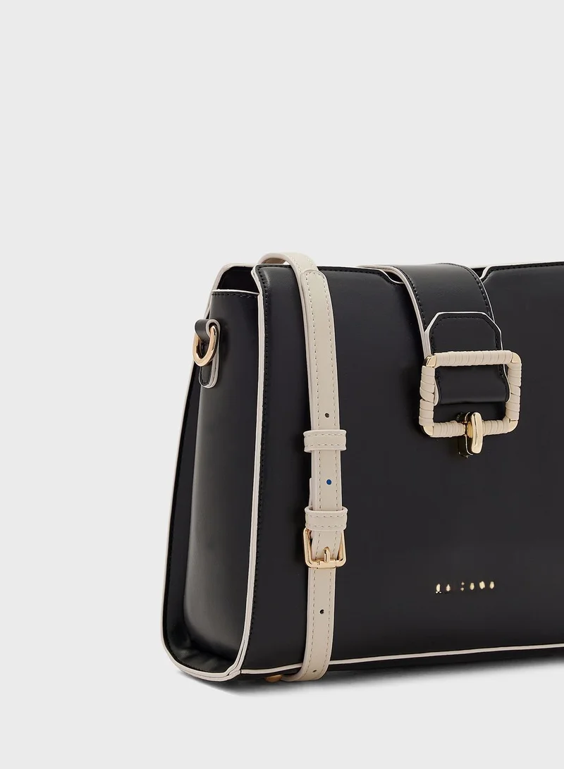 Khizana Mixed Strap And Buckle Crossbody Bag