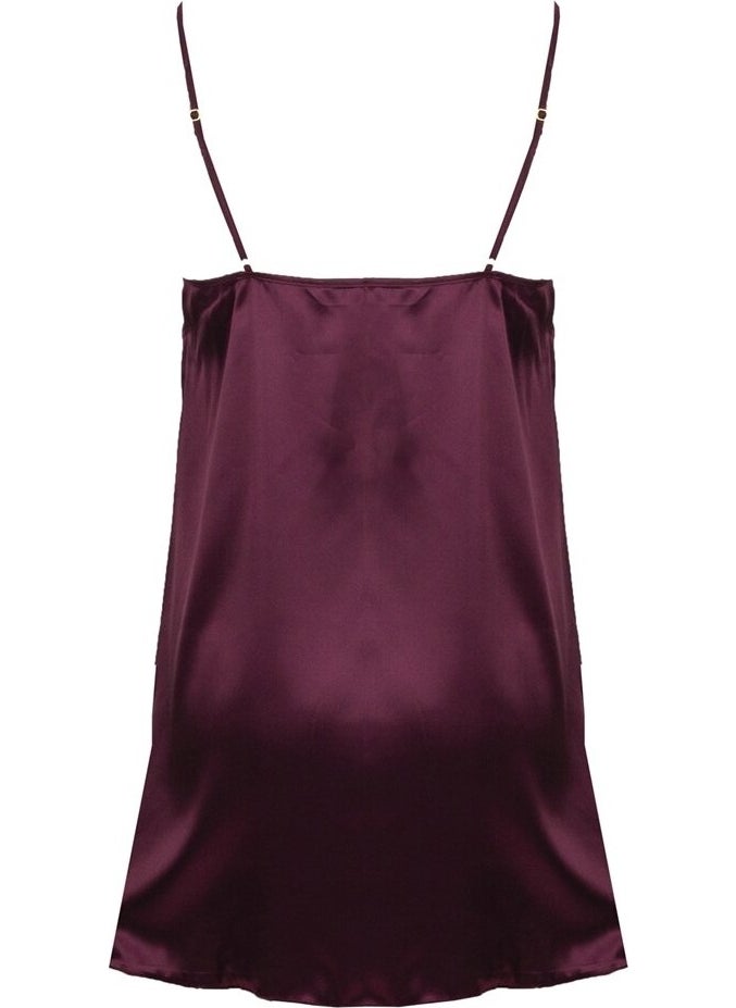 Magic Form 87430 V-Neck Strap Normal Fit Plain Claret Red Women's Nightgown  - Image 2