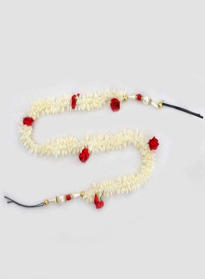 بارادايس زينة شعر بارادايس على شكل كعكة، زهور غاجرا صناعية، إكسسوارات شعر نسائية، أحمر وأبيض، 60 غرام، عبوة من قطعتين - Image 3