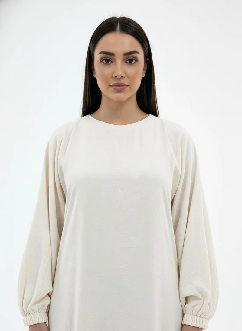 أم سكوير فاشن Lightweight Beige Harir Maqsood Prayer Abaya