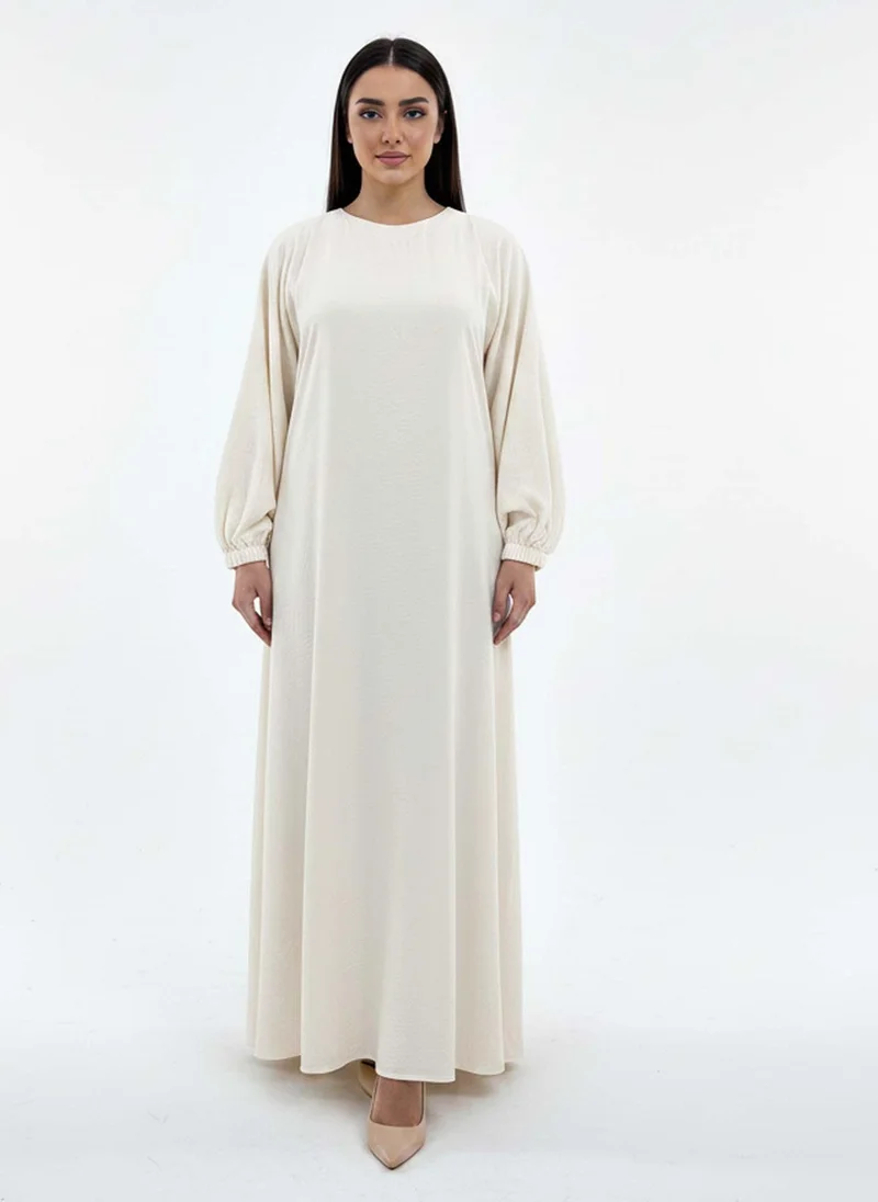 أم سكوير فاشن Lightweight Beige Harir Maqsood Prayer Abaya
