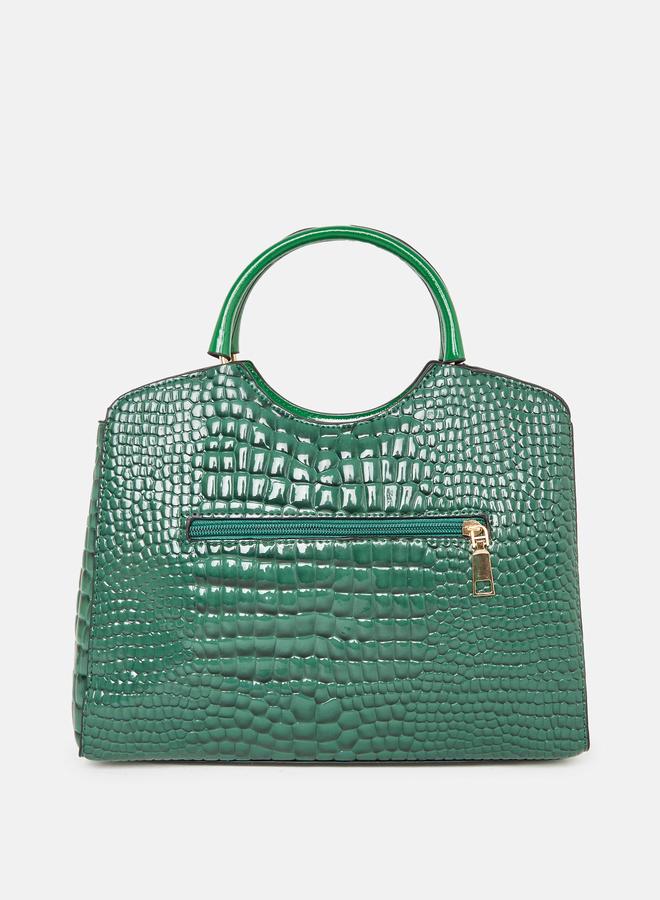Styli Croc Skin Double Top Handles Handbag with Purse Set - Image 3