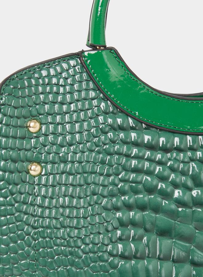 Styli Croc Skin Double Top Handles Handbag with Purse Set - Image 4