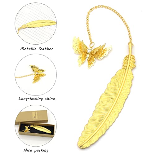 Supvox® Metal Feather Bookmark, Vintage Feather Butterfly Bookmark for Reading Enthusiasts and Gifting, Book mark Gift for Teachers Women Student, Mothers Day children day Christmas Appreciation Gifts - Image 3