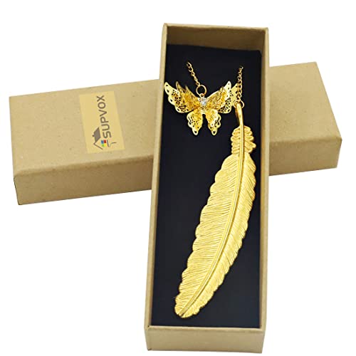Supvox® Metal Feather Bookmark, Vintage Feather Butterfly Bookmark for Reading Enthusiasts and Gifting, Book mark Gift for Teachers Women Student, Mothers Day children day Christmas Appreciation Gifts - Image 1