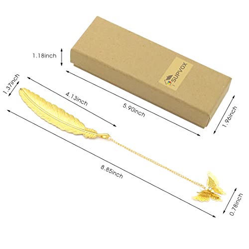 Supvox® Metal Feather Bookmark, Vintage Feather Butterfly Bookmark for Reading Enthusiasts and Gifting, Book mark Gift for Teachers Women Student, Mothers Day children day Christmas Appreciation Gifts - Image 2
