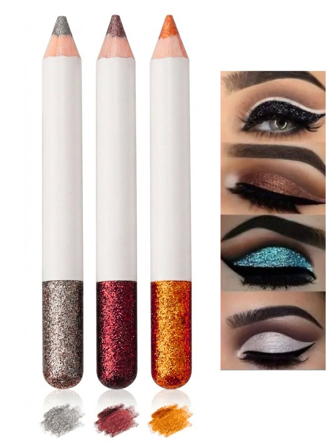 Pearl Glow 3-Color Eyeshadow Pencil Vault: Long-wear, Waterproof Formula with Multi-Dimensional Glitter - Essential Eye & Highlighter Makeup Set. - Image 1