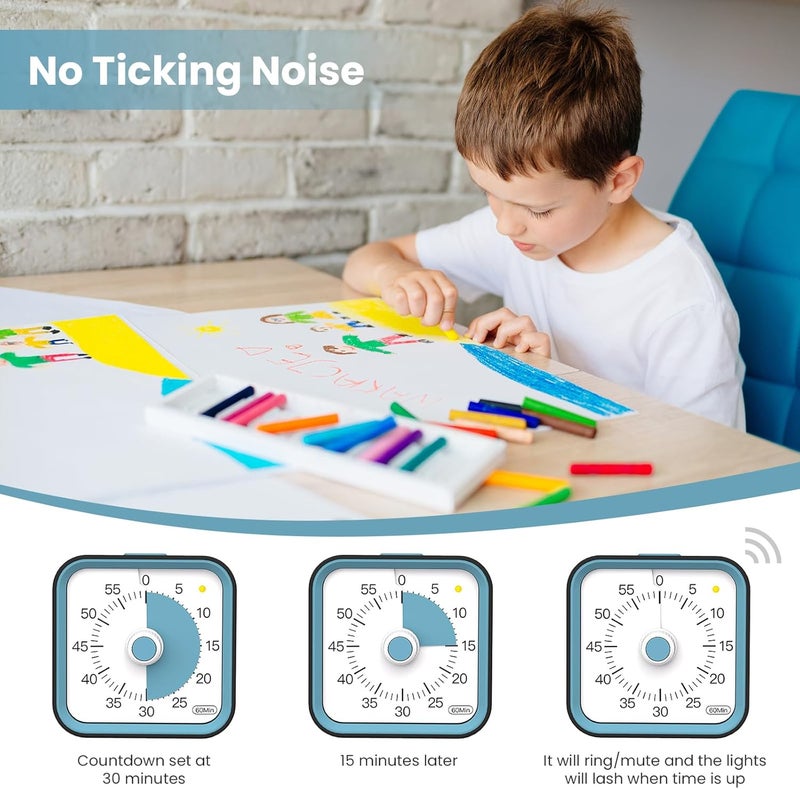 InfPokid Visual Timer with Pause Function for Kids and Adults, Productivity Timer for Study, Teaching, Kitchen Cooking, Office Meetings, Time Management for ADHD (Black) - Image 5