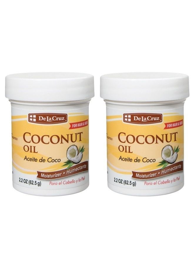 De La Cruz Coconut Oil - Expeller Pressed Coconut Oil for Skin and Hair - Natural Moisturizer for Skin and Hair - 2.2oz (2 Jars)  - Image 1