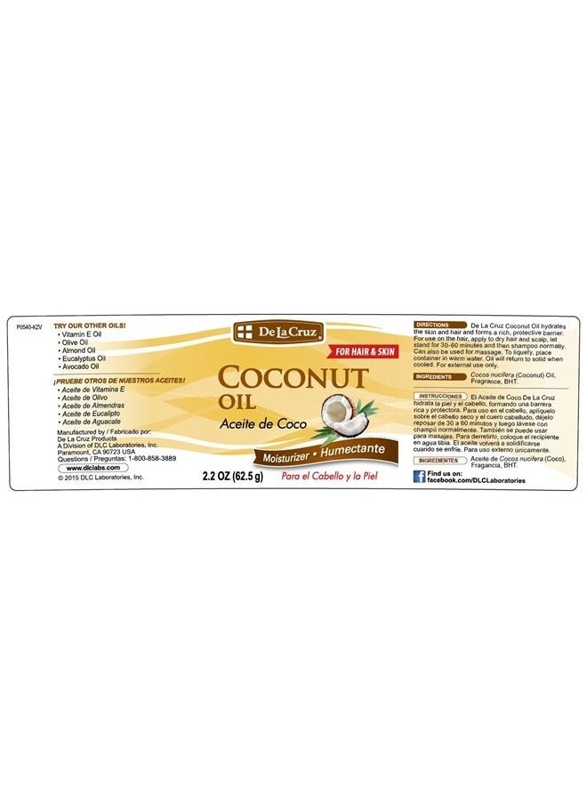 De La Cruz Coconut Oil - Expeller Pressed Coconut Oil for Skin and Hair - Natural Moisturizer for Skin and Hair - 2.2oz (2 Jars)  - Image 2