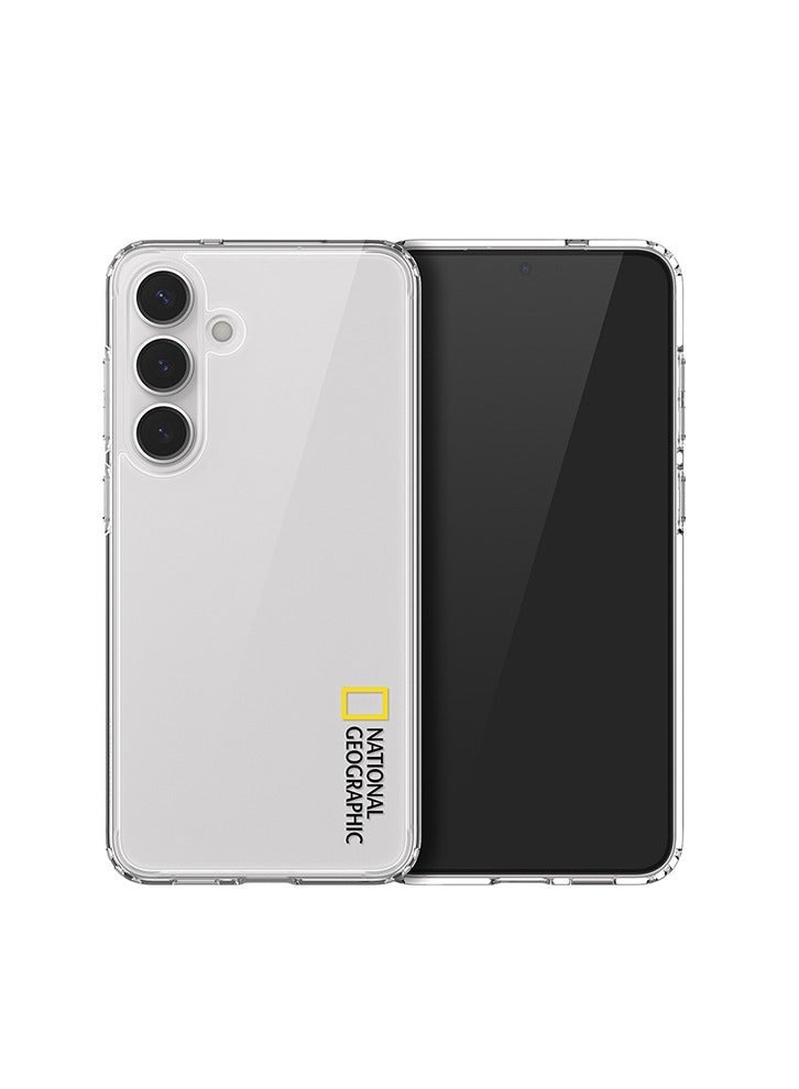 ناشيونال چيوغرافيك جراب ناشيونال جيوغرافيك V2 كريستال شفاف صلب لهاتف جالاكسي S25 بلس - غطاء خلفي شفاف مقاوم للصدمات مع شعار باللونين الأسود والأصفر - Image 2