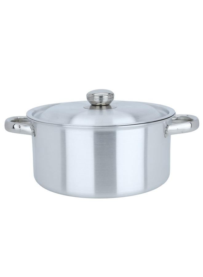 ROBUST Aluminum Pot With Lid And Handles 24 Cm Round Silver - Image 1