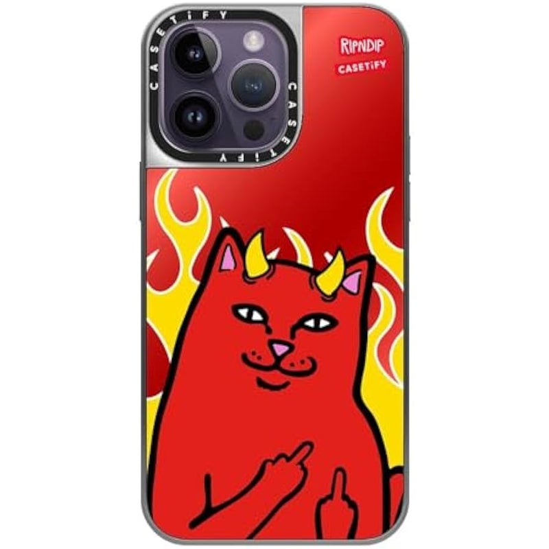 Casetify Mirror Case for iPhone 14 Pro Max 【RipNDip Colab/Reflective / 4.9ft Drop Protection/Compatible with Magsafe】 - Lord Devil - Silver on Silver - Image 2
