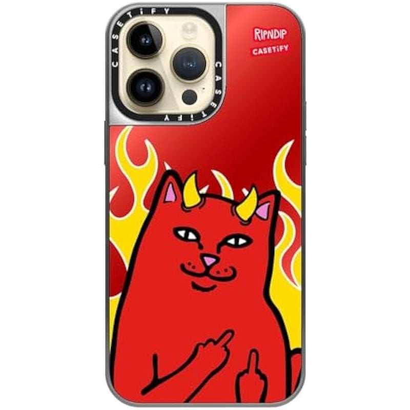 Casetify Mirror Case for iPhone 14 Pro Max 【RipNDip Colab/Reflective / 4.9ft Drop Protection/Compatible with Magsafe】 - Lord Devil - Silver on Silver - Image 4
