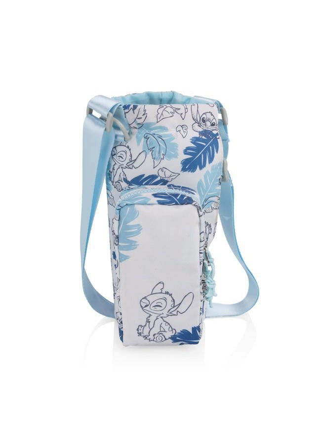 Picnic TIME Disney Lilo & Stitch 40 oz Tumbler Tote, Insulated Crossbody Tumbler Bag with Strap and Phone Pocket, Fits Most Tumblers, Made from Recycled Materials (White Blue Leaf Design) - Image 2