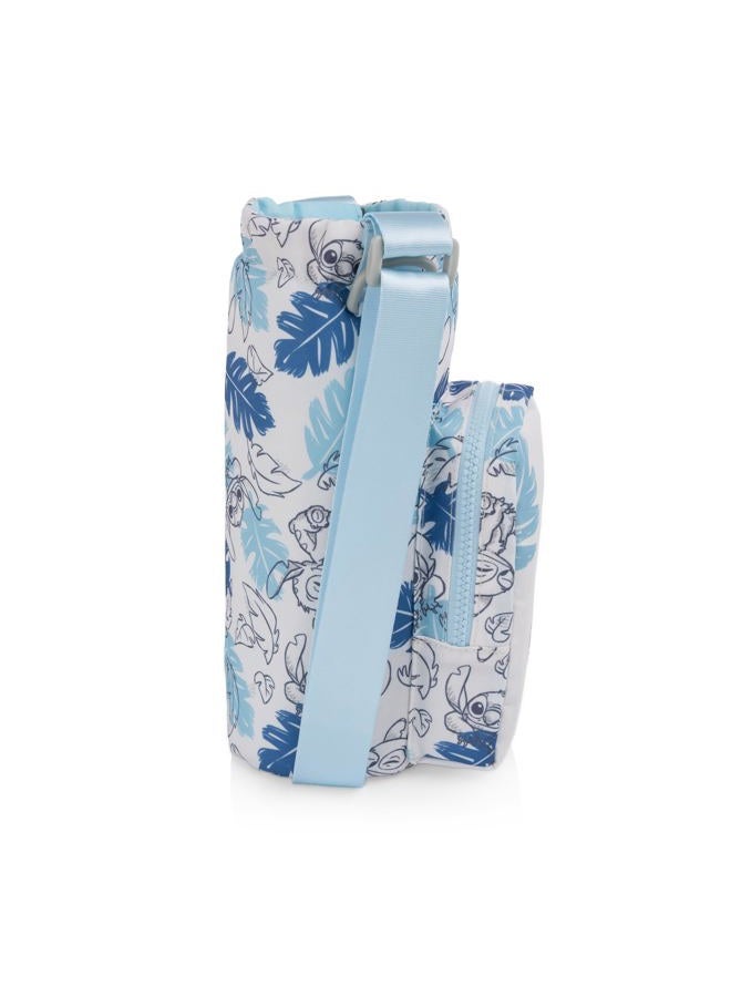 Picnic TIME Disney Lilo & Stitch 40 oz Tumbler Tote, Insulated Crossbody Tumbler Bag with Strap and Phone Pocket, Fits Most Tumblers, Made from Recycled Materials (White Blue Leaf Design) - Image 3