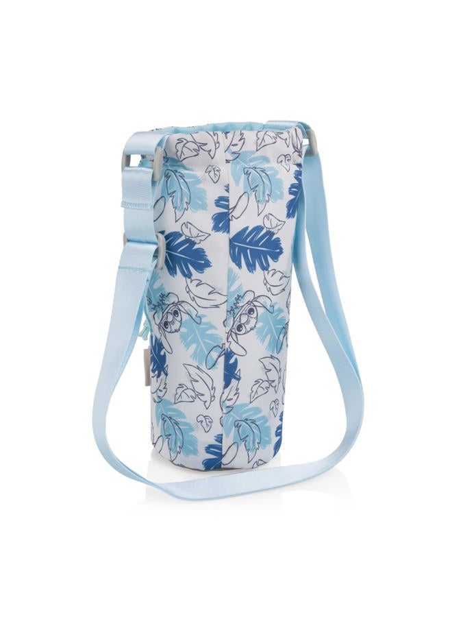 Picnic TIME Disney Lilo & Stitch 40 oz Tumbler Tote, Insulated Crossbody Tumbler Bag with Strap and Phone Pocket, Fits Most Tumblers, Made from Recycled Materials (White Blue Leaf Design) - Image 4