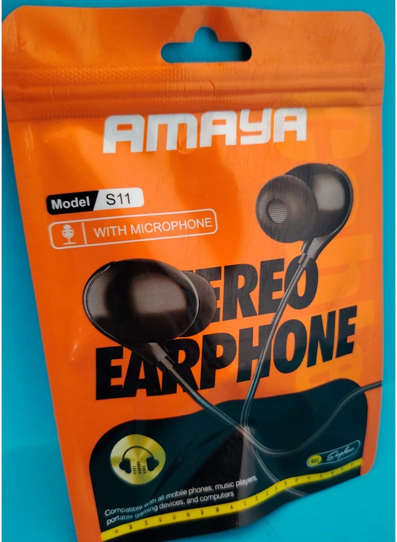أمايا سماعات Amaya S11صوت نقي ومكالمات واضحة في تصميم أنيق! تُعد سماعات الأذن Amaya S11 خيارًا ممتازًا لمن يبحث عن جودة صوت جيدة وميزة الميكروفون المدمج، مع توافق واسع النطاق - Image 2