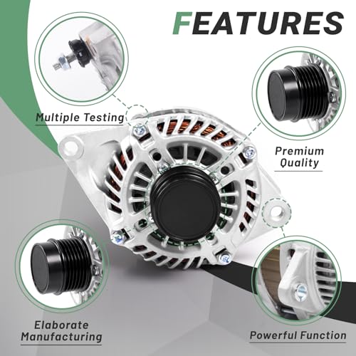 VORGENS 11231N Alternator-115A Fits for Chrysler 200/Cirrus/Sebring Dodge Avenger/Caliber Jeep Compass/Patriot, L4 2.0L/2.4L, 2007-2017#12V Clockwise, 6-Groove Clutch Pulley - Image 5