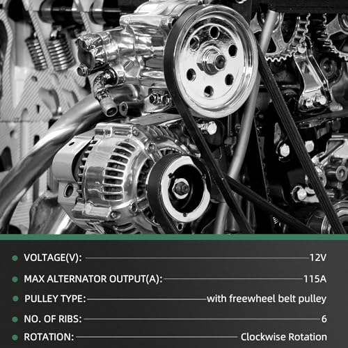 VORGENS 11231N Alternator-115A Fits for Chrysler 200/Cirrus/Sebring Dodge Avenger/Caliber Jeep Compass/Patriot, L4 2.0L/2.4L, 2007-2017#12V Clockwise, 6-Groove Clutch Pulley - Image 3