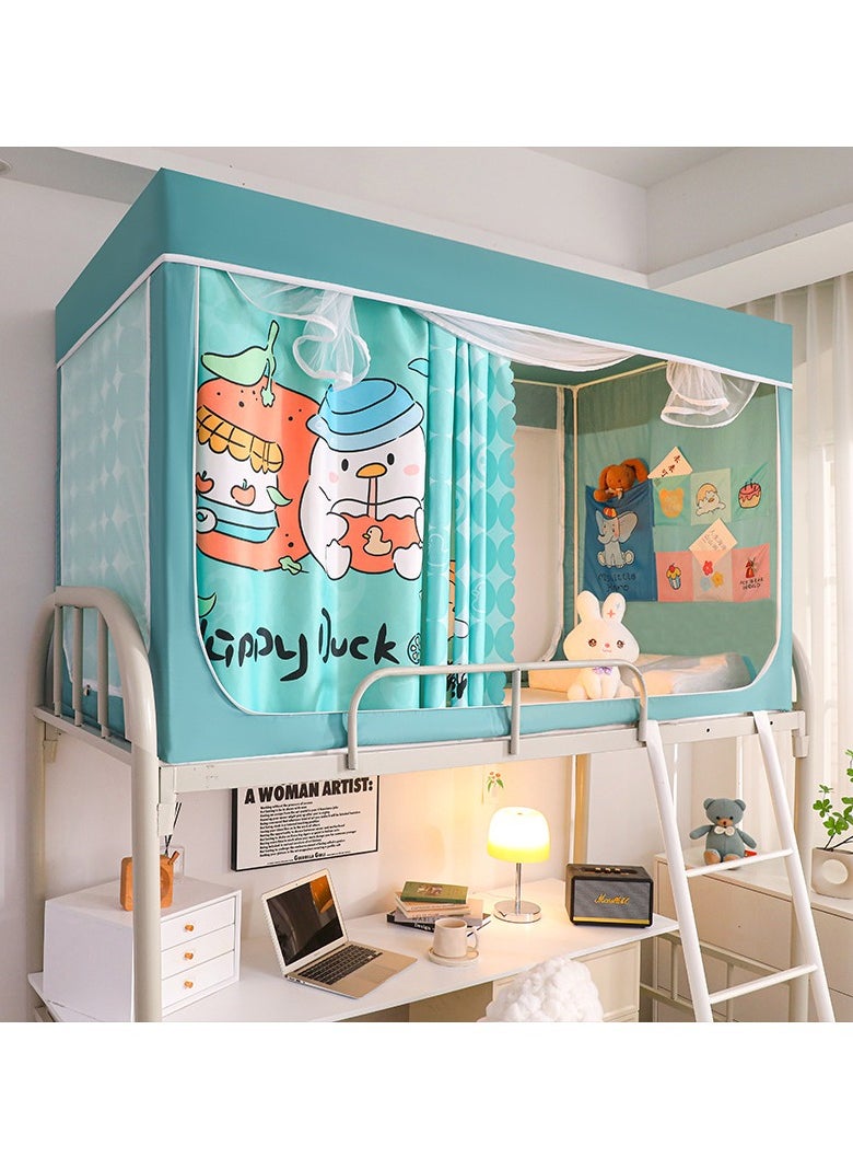 XiuWoo 90*190*110cm Bed Canopy Tents Curtain Blackout Curtain Single Bed Tent Curtain Student Shading Cloth Bed Canopy Mosquito Net Student Sleep Privacy Protection Happy Duck Pattern  - Image 1
