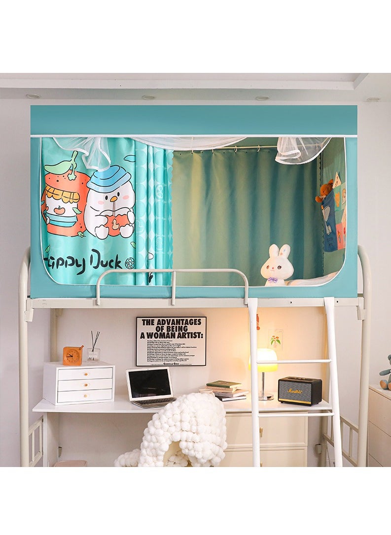 XiuWoo 90*190*110cm Bed Canopy Tents Curtain Blackout Curtain Single Bed Tent Curtain Student Shading Cloth Bed Canopy Mosquito Net Student Sleep Privacy Protection Happy Duck Pattern  - Image 2