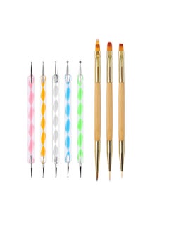 FULINJOY 5PCS Dotting Pens and 3PCS Nail Painting Brushes DoubleEnded Acrylic Nail Art Liner Brush Dotting Pen for Gel Polish Nail Paintings 3D Nail Pattern Detail Brush Nail Art Design Tools 