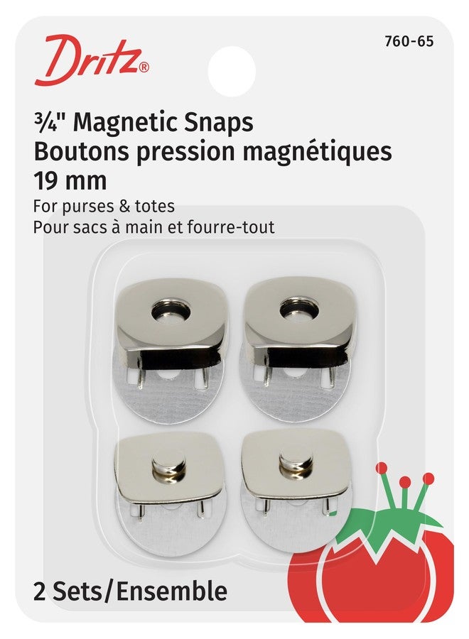 Dritz 760-65 Magnetic Snap, Square, 3/4-Inch, Nickel, 2 Sets - Image 1