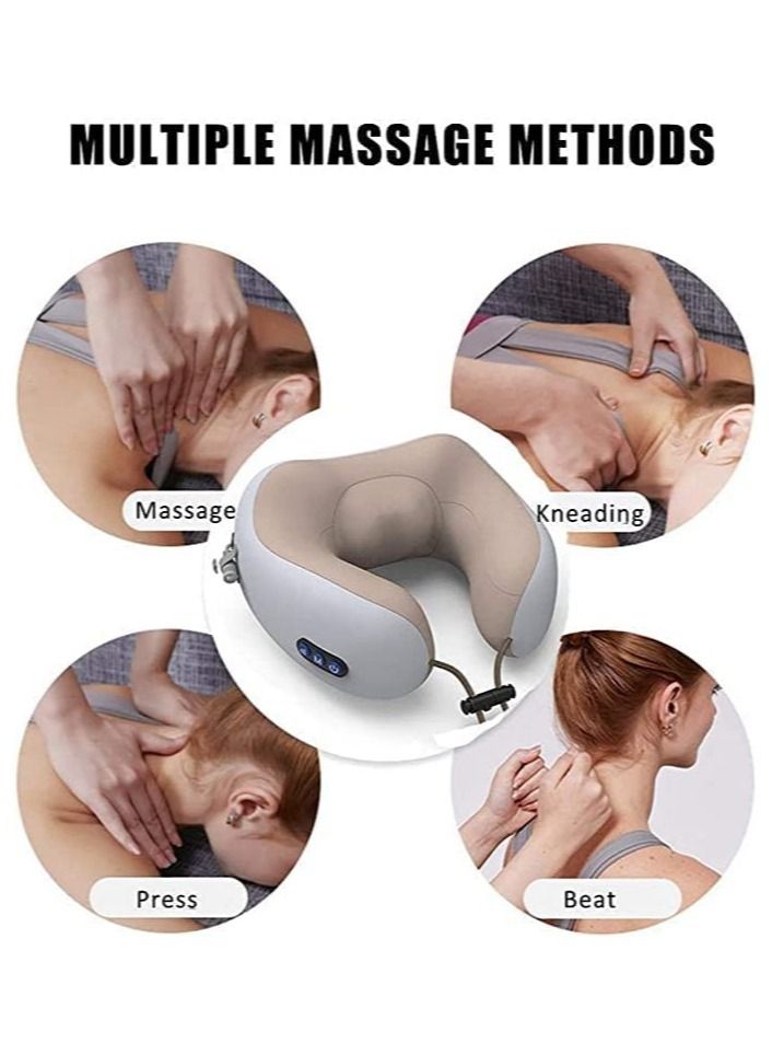 Rechargeable U Shaped Cervical Massage Pillow Neck Massager Vibration Neck Massage Pillow, Multifunctional Shoulder and Neck Electric Massager - Image 2