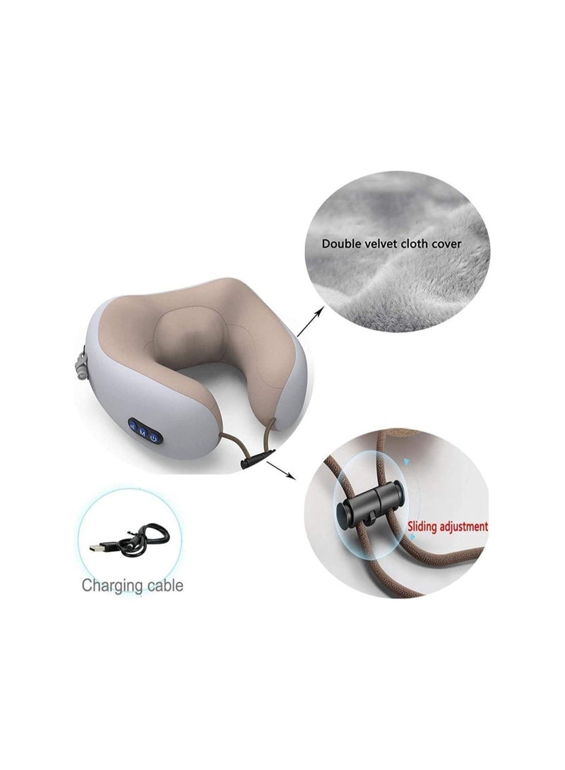 Rechargeable U Shaped Cervical Massage Pillow Neck Massager Vibration Neck Massage Pillow, Multifunctional Shoulder and Neck Electric Massager - Image 4