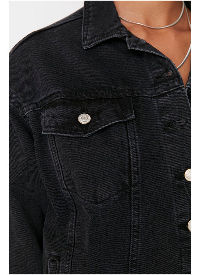 trendyol - Black Basic Denim Jacket TWOSS20CE0038 - Image 1