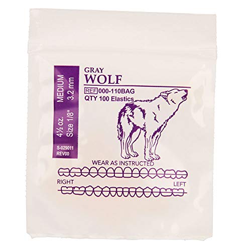 American Orthodontics Elastics Wildlife Wolf | Medium, 4.5 Oz, 1/8" Size, 100 Packs Per Box, 10,000 Total | Made in The USA | Exacting Dimensions, Precision Cutting, Top Quality Latex Tubing - Image 1