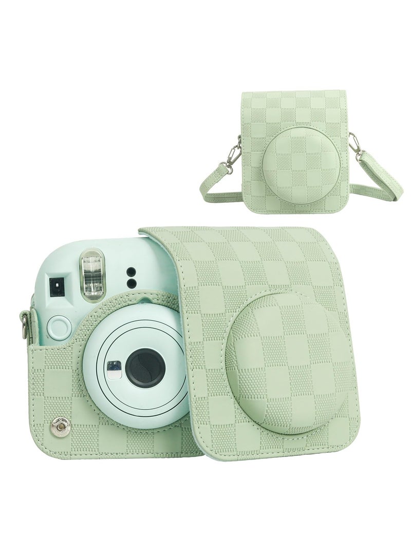 سيوسي Case for Fuji Instax Mini 12/Polaroid Mini 12, PU Leather Protective Case for Fujifilm Instax Mini 12 Instant Camera, Removable Case with Adjustable Shoulder Strap (Mint Green) - Image 1
