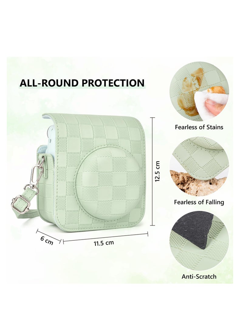 سيوسي Case for Fuji Instax Mini 12/Polaroid Mini 12, PU Leather Protective Case for Fujifilm Instax Mini 12 Instant Camera, Removable Case with Adjustable Shoulder Strap (Mint Green) - Image 4