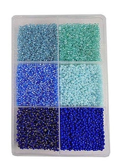 eshoppee ESHOPPEE 3mm Glass Beads, Seed-Beads for Jewelry Making Art and Craft DIY Project kit (Blue,Turq Family 8/0,300 gm)  - Image 2