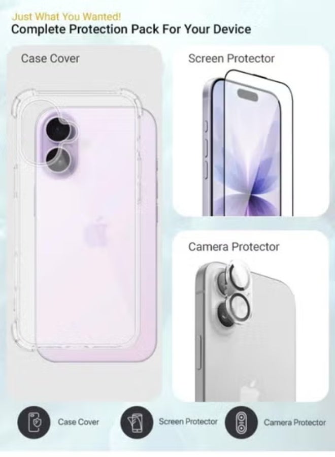 JAJEEK iPhone 17 Clear Case with Screen Protector & Camera Lens Guard | Anti-Yellowing Transparent Slim Shockproof Cover | Full-Body Protection Set for iPhone 17 (6.3-Inch) - Image 2
